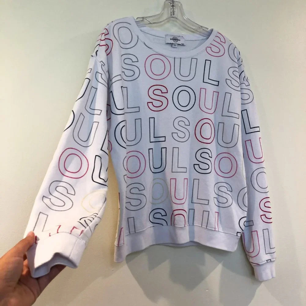 Soulcycle White Graphic Colorful Sweatshirt Medium - Picture 3 of 6